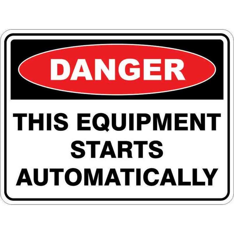 Sign DANGER THIS EQUIPMENT STARTS AUTOMATICALLY 300 x 225mm Fluted 60035413 DTESA3022F