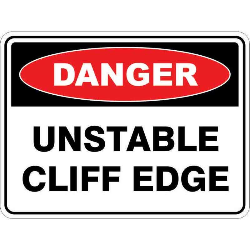Sign DANGER UNSTABLE CLUFF EDGE 300 x 225mm Fluted 60035446 DUNST3022F