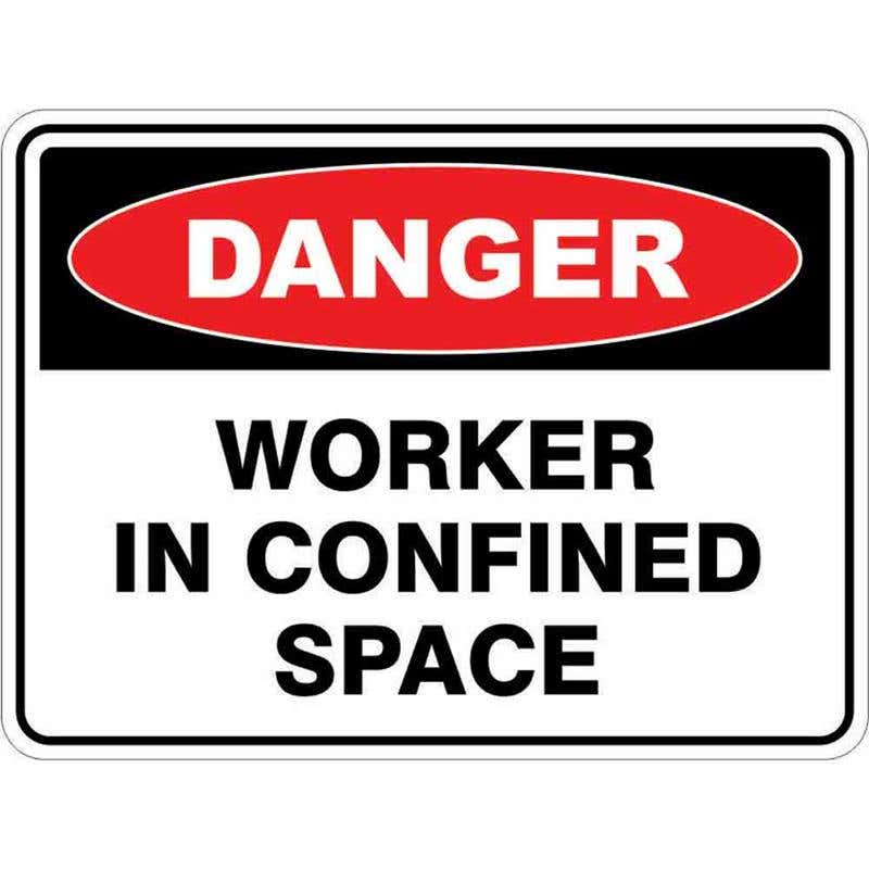 Sign DANGER WORKER IN CONFINED SPACE 300 x 225mm Fluted 60035486 DWICS3022F
