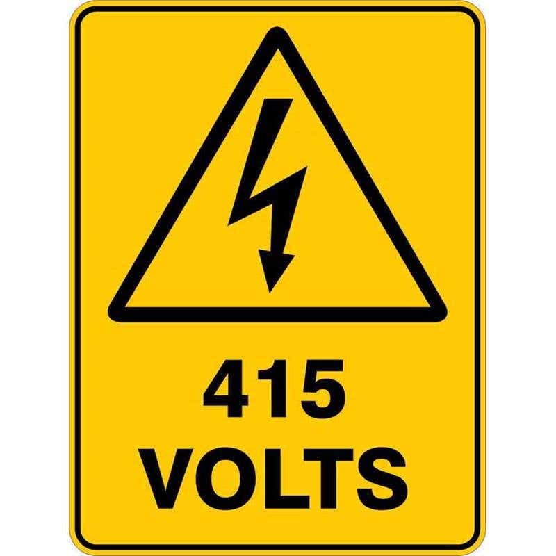 Sign WARNING 415 VOLTS 300 x 225mm Flute 60035533 W415V4530F