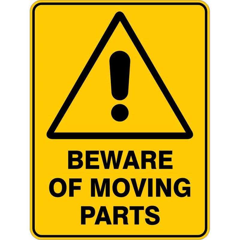 Sign WARNING BEWARE OF MOVING PART 300 x 225mm Flute 60035610 WBEMP3022F