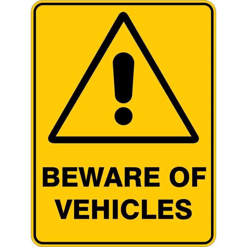 Sign WARNING BEWARE OF VEHICLES 300 x 225mm Flute 60035637 WBVEH3022F