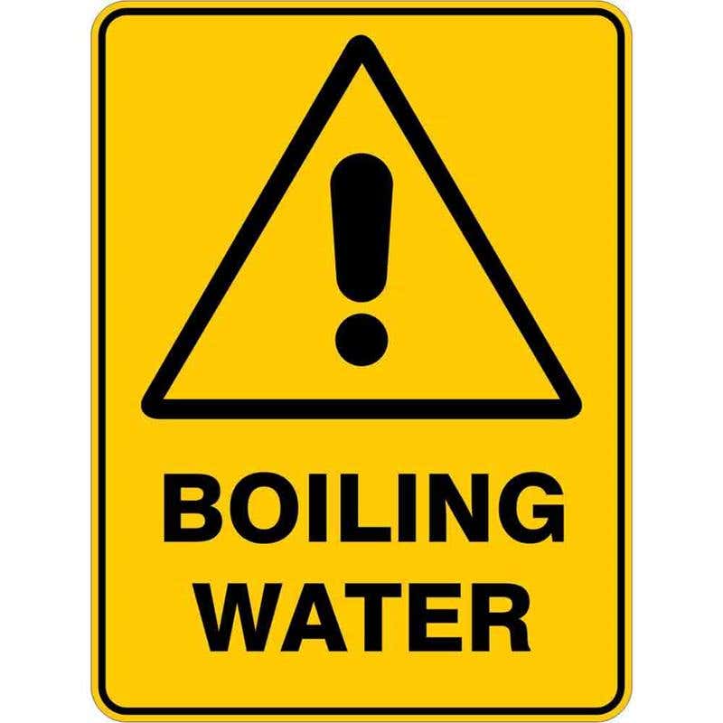 Sign WARNING BOILING WATER 300 x 225mm Flute 60035701 WBWAT3022F