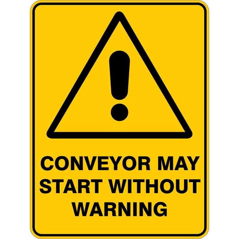Sign WARNING CONVEYOR MAY START WITHOUT WARNING 300 x 225mm Flute 60035755 WCONS3022F