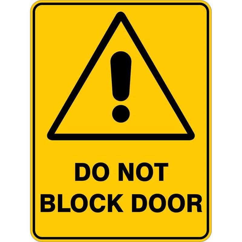 Sign WARNING DO NOT BLOCK DOOR 300 x 225mm Flute 60035783 WDNBL3022F