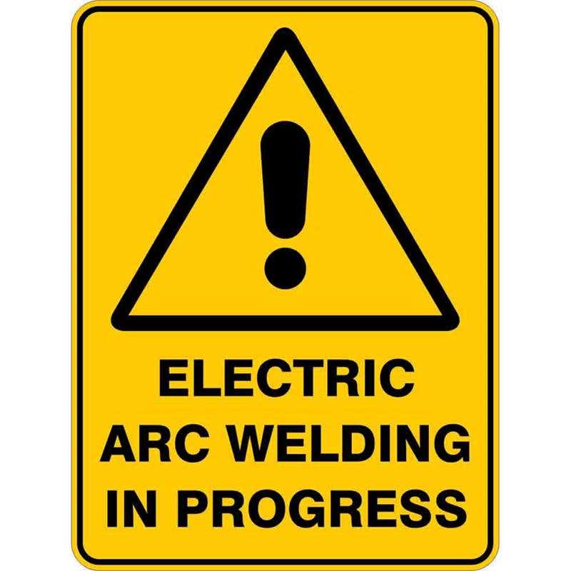 Sign WARNING ELECTRIC ARC WELDING IN PROGRESS 300 x 225mm Flute 60035821 WEAWE3022F