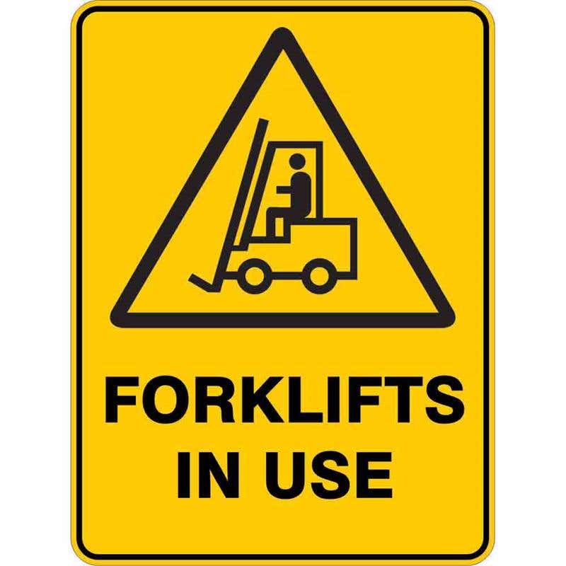 Sign WARNING FORKLIFTS IN USE 300 x 225mm Flute 60035835 WFORK3022F