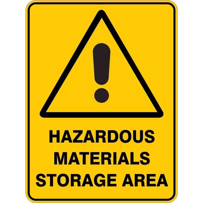 Sign WARNING HAZARDOUS MATERIALS STORAGE AREA 300 x 225mm Flute 60035870 WHMST3022F