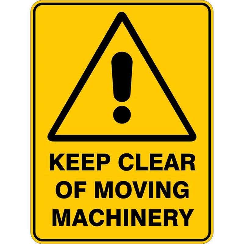 Sign WARNING KEEP CLEAR OF MOVING MACHINERY 300 x 225mm Flute 60035931 WKCMM3022F