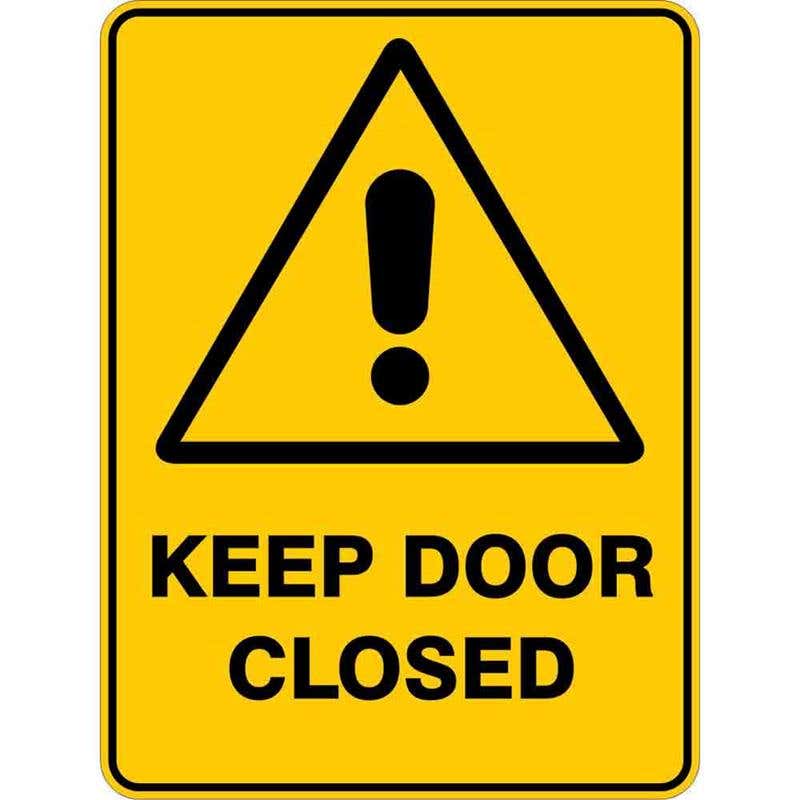 Sign WARNING KEEP DOOR CLOSED 300 x 225mm Flute 60035944 WKDRC3022F