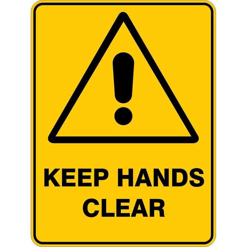 Sign WARNING KEEP HANDS CLEAR 300 x 225mm Flute 60035951 WKHCL3022F