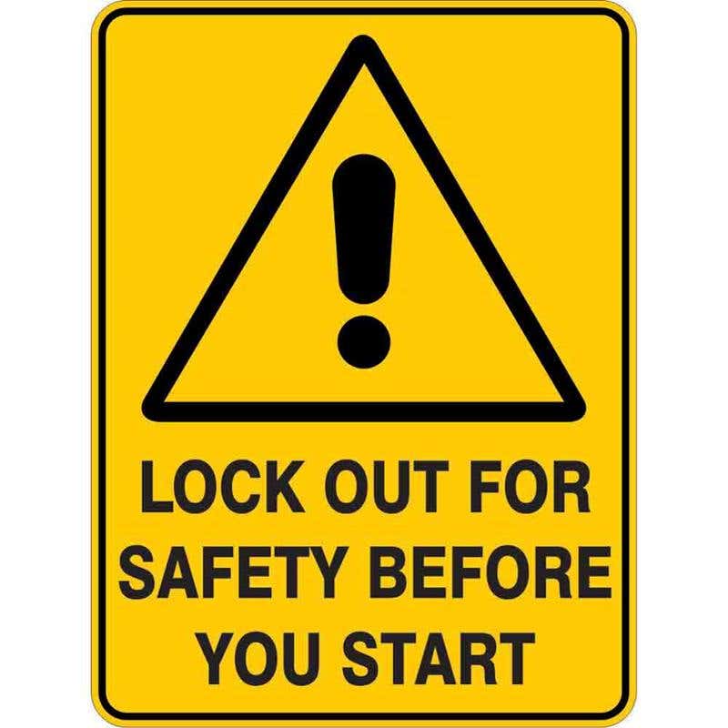 Sign WARNING LOCK OUT FOR SAFETY BEFORE YOU START 300 x 225mm Flute 60036003 WLOFS3022F
