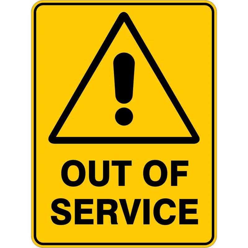 Sign WARNING OUT OF SERVICE 300 x 225mm Flute 60036063 WOOSV3022F