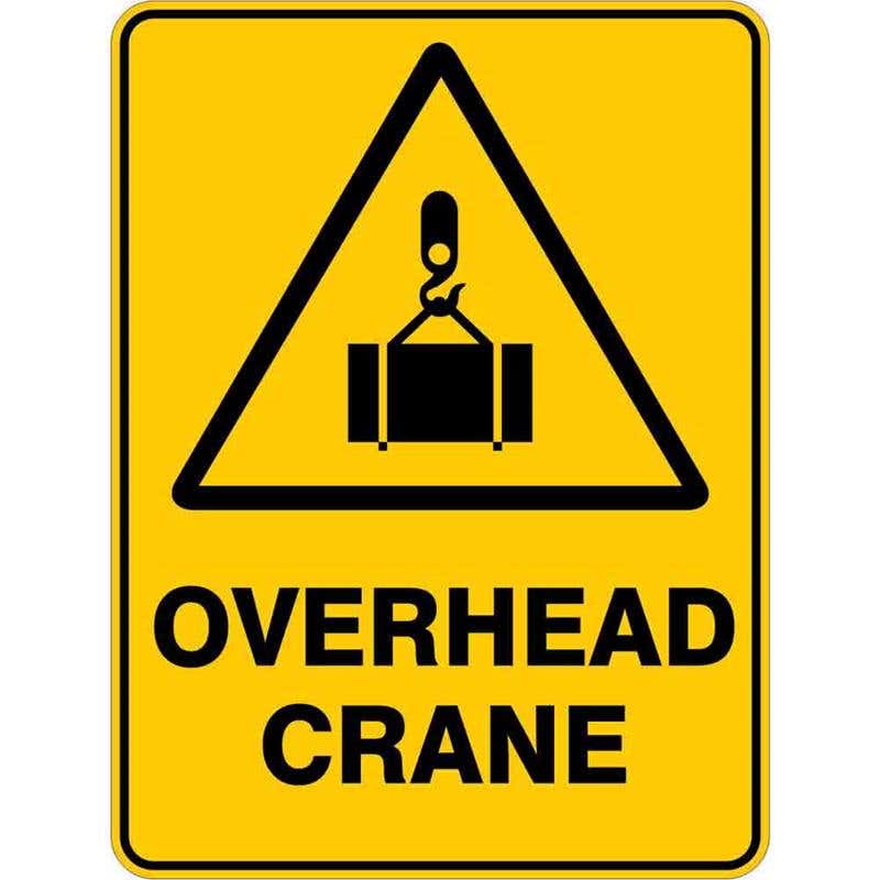 Sign WARNING OVERHEAD CRANE 300 x 225mm Flute 60036077 WOHCR3022F