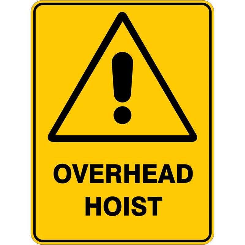 Sign WARNING OVERHEAD HOIST 300 x 225mm Flute 60036087 WOHHO3022F