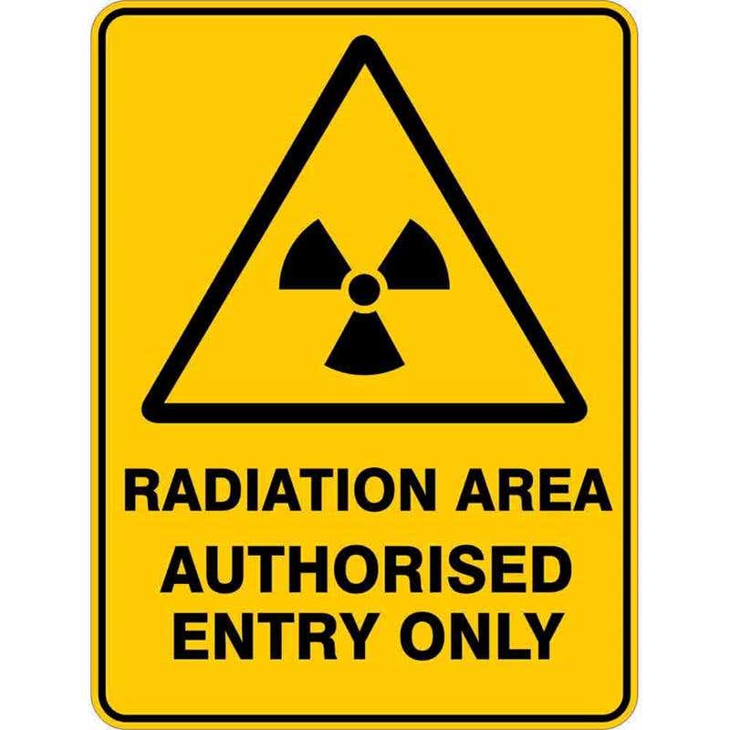 Sign WARNING RADIATION AREA AUTHORISED ENTRY ONLY 300 x 225mm Flute 60036126 WRADA3022F