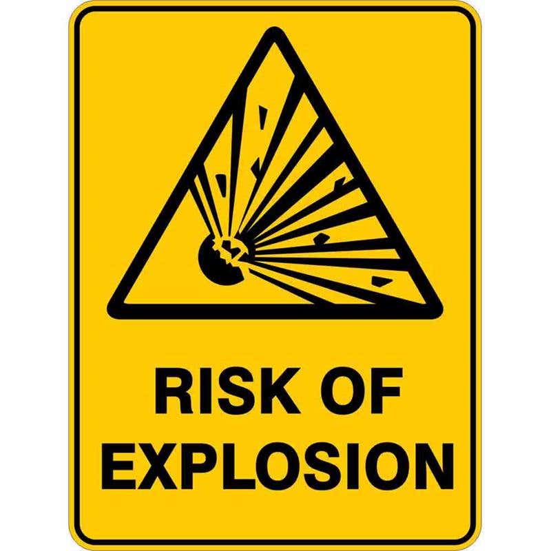 Sign WARNING RISK OF EXPLOSION 300 x 225mm Flute 60036165 WROEX3022F