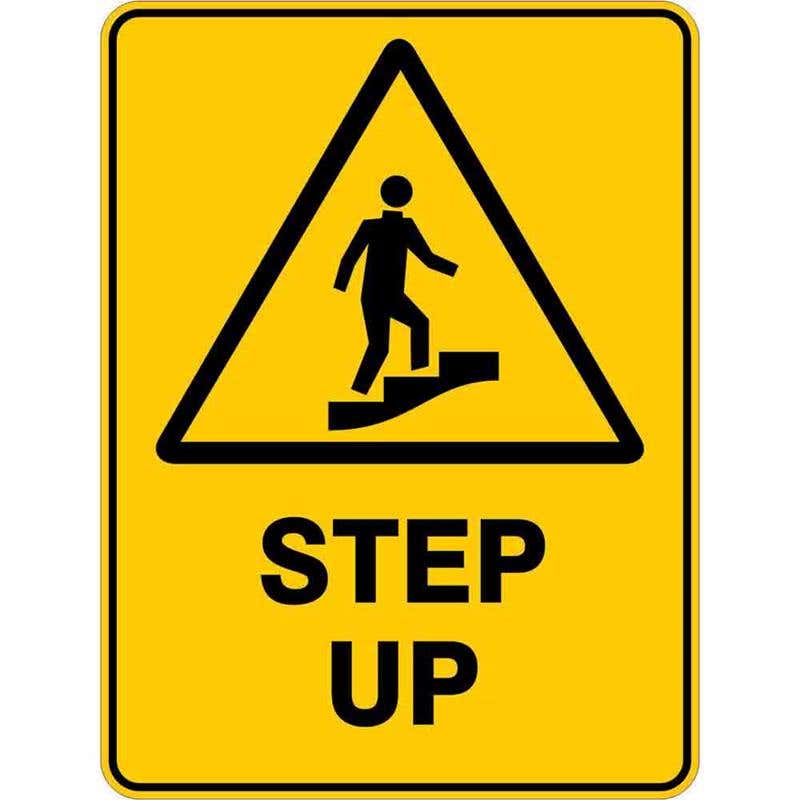 Sign WARNING STEP UP 300 x 225mm Flute 60036239 WSTUP3022F