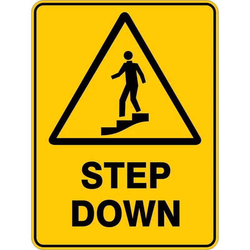 Sign WARNING STEP DOWN 300 x 225mm Flute 60036267 WSTDW3022F