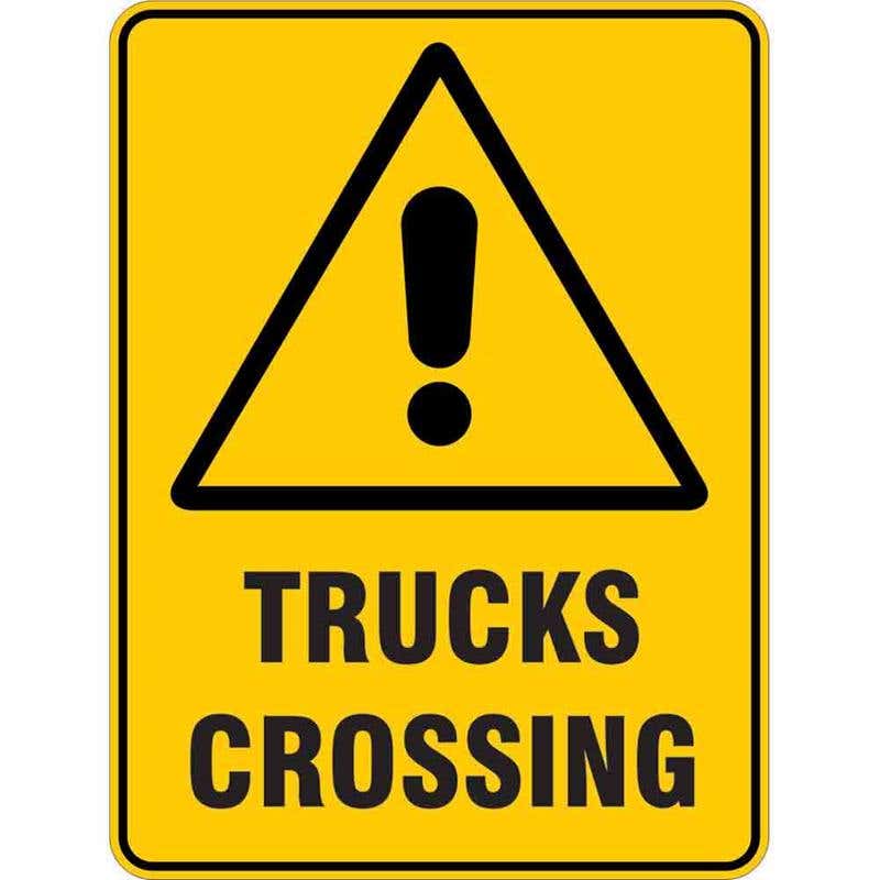 Sign WARNING TRUCKS CROSSING 300 x 225mm Flute 60036309 WTRCR3022F