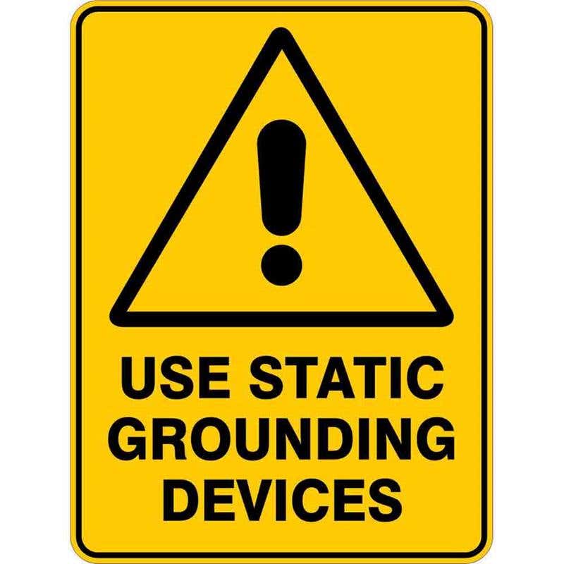 Sign WARNING USE STATIC GROUNDING DEVICES 300 x 225mm Flute 60036320 WUSST3022F