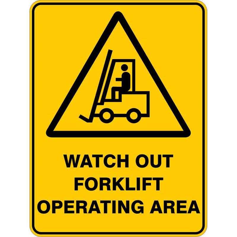 Sign WARNING WATCH OUT FORKLIFT OPERATION AREA 300 x 225mm Fluted 60036347 WWOFL3022F