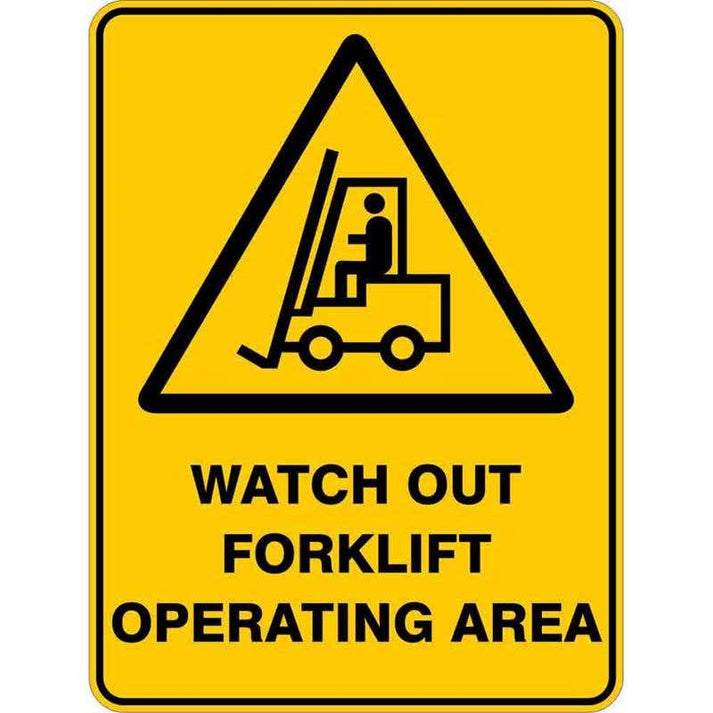 Sign WARNING WATCH OUT FORKLIFT OPERATION AREA 600 x 450mm Metal – ATOM