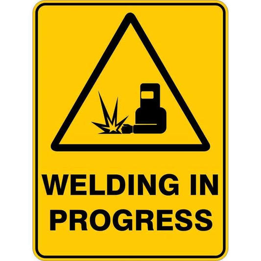 Sign WARNING WELDING IN PROGRESS 300 x 225mm Fluted 60036356 WWLDP3022F
