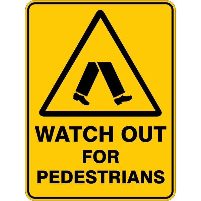 Sign WARNING WATCH OUT FOR PEDESTRIANS 300 x 225mm Fluted 60036379 WWOFP3022F