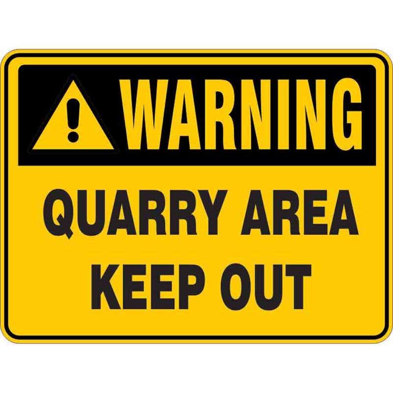 Sign WARNING QUARRY AREA KEEP OUT 300 x 225mm Flute 60036419 WQAKO3022F
