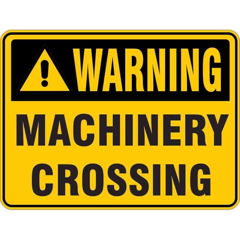 Sign WARNING MACHINERY CROSSING 300 x 225mm Flute 60036433 WMACR3022F