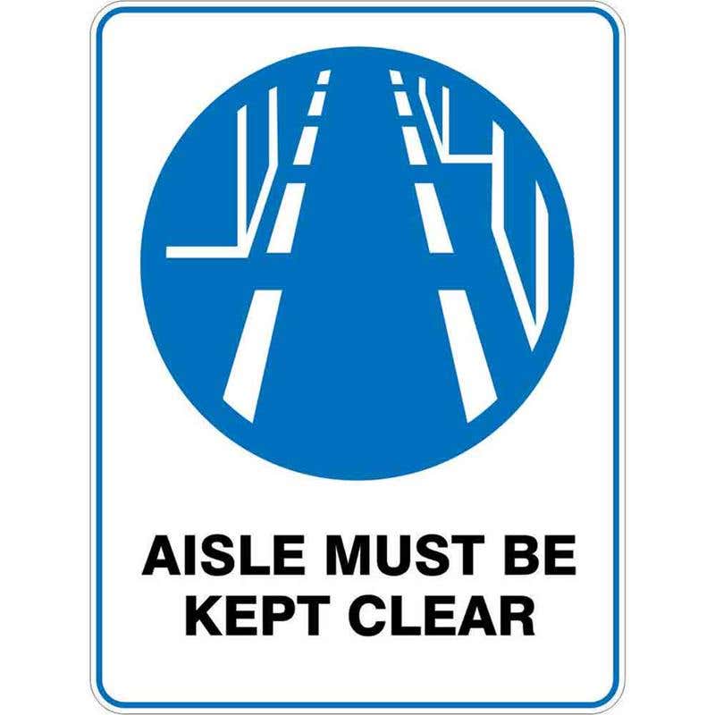 Sign AISLE MUST BE KEPT CLEAR 300 x 225mm Fluted 60036446 MAMBK3022F