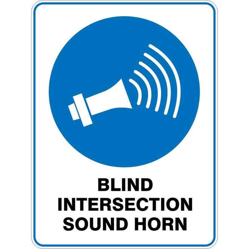 Sign BLIND INTERSECTION SOUND HORN 300 x 225mm Fluted 60036460 MBISH3022F
