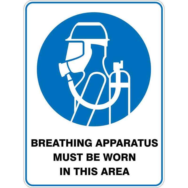 Sign BREATHING APPARATUS MUST BE WORN IN THIS AREA 300 x 225mm Fluted 60036472 MBAMB3022F