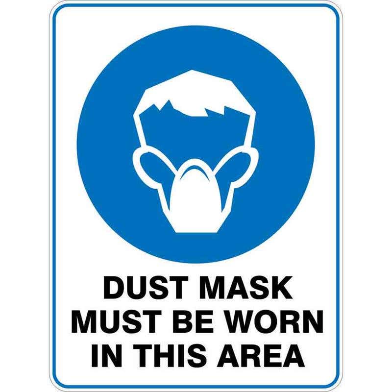 Sign DUST MASK MUST BE WORN IN THIS AREA 300 x 225mm Fluted 60036479 MDMMB3022F