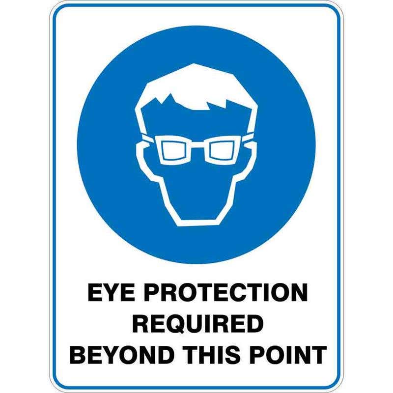 Sign EYE PROTECTION REQUIRED BEYOND THIS POINT 300 x 225mm Fluted 60036498 MEPRB3022F