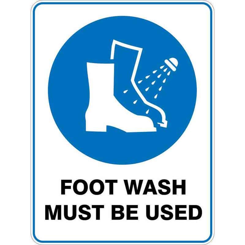 Sign FOOT WASH MUST BE USED 300 x 225mm Fluted 60036516 MFWMB3022F