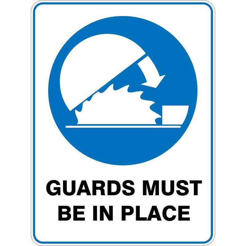 Sign GUARDS MUST BE IN PLACE 300 x 225mm Fluted 60036523 MGMBI3022F