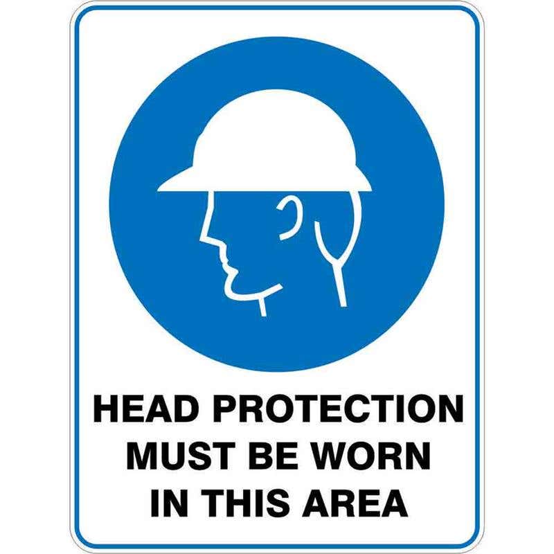 Sign FOOT PROTECTION MUST BE WORN IN THIS AREA 300 x 225mm Metal 1448022 MFPMB3022M