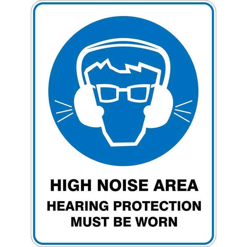Sign HIGH NOISE AREA HEARING PROTECTION MUST BE WORN 300 x 225mm Fluted 60036578 MHNOI3022F