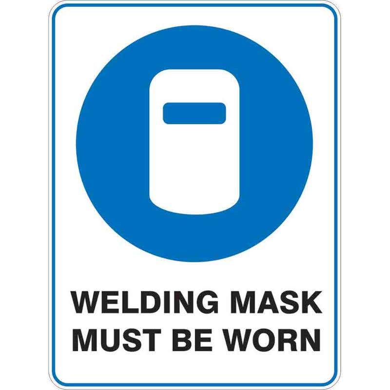Sign WELDING MASK MUST BE WORN 300 x 225mm Fluted 60036649 MWMMB3022F