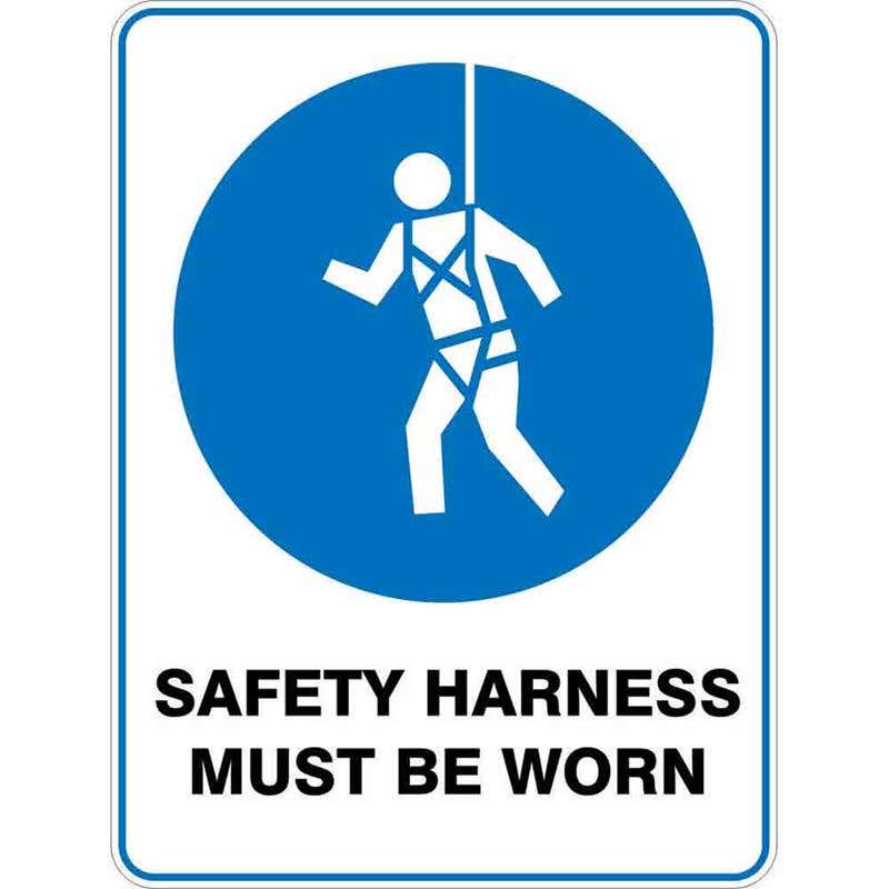 Sign SAFETY HARNESS MUST BE WORN 300 x 225mm Fluted 60036670 MSHMB3022F
