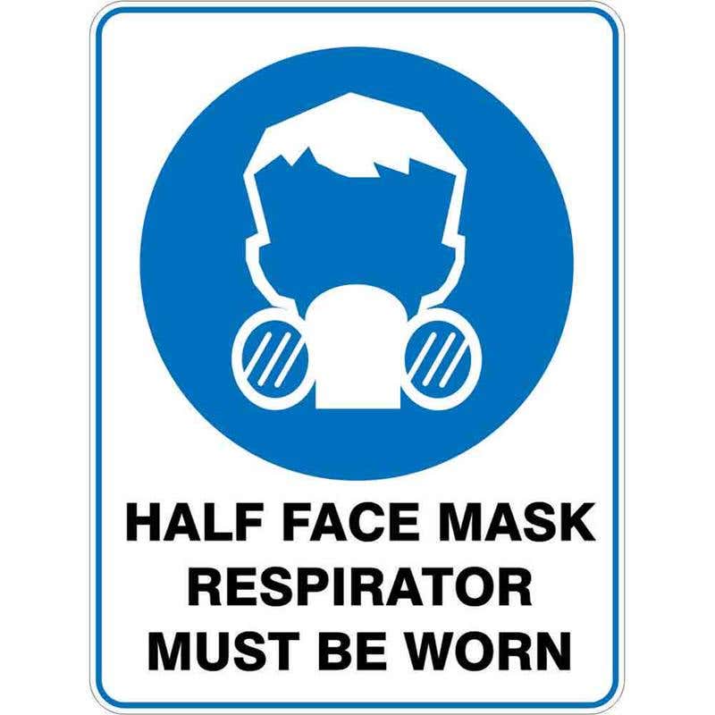 Sign HALF FACE MASK RESPIRATOR MUST BE WORN 300 x 225mm Fluted 60036536 MHFMR3022F