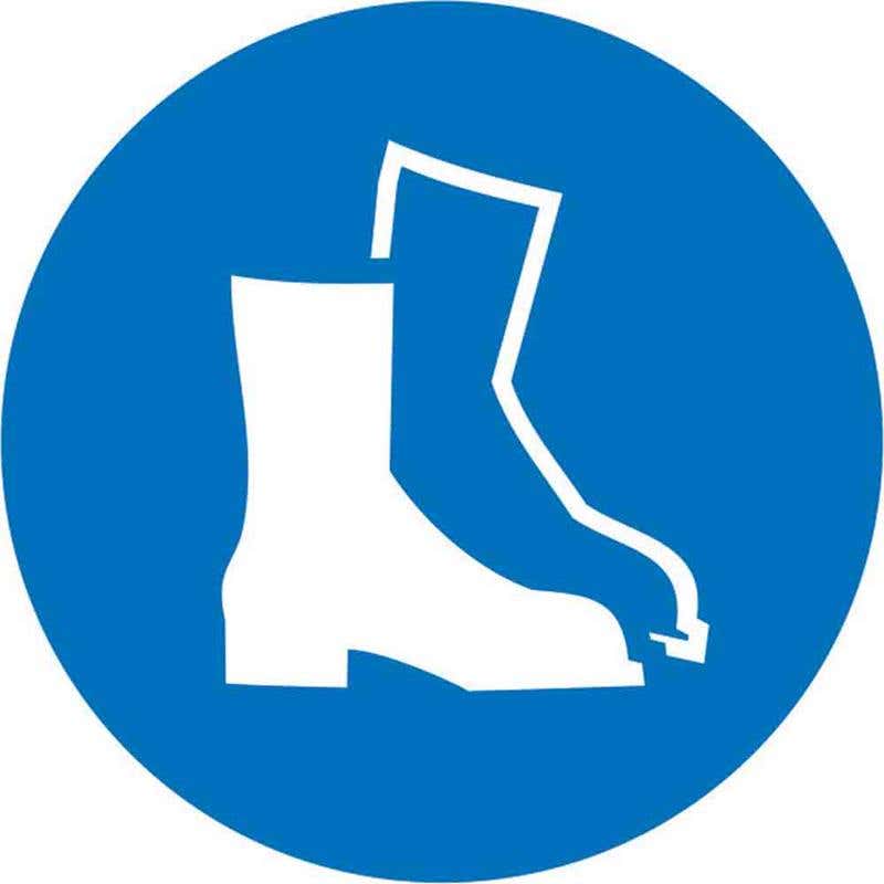Pictogram Foot Protection 100mm Diameter Pk 5 60036699 MPFPMB100DS