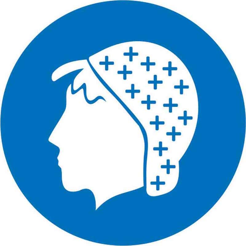 Pictogram HAIR MUST BE CONTAINED 100mm Diameter 60036709 MPHMBC100DS