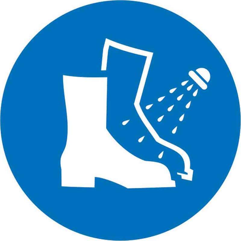 Pictogram Foot Wash Must Be Used 100mm Diameter 60036712 MPSWMB100DS
