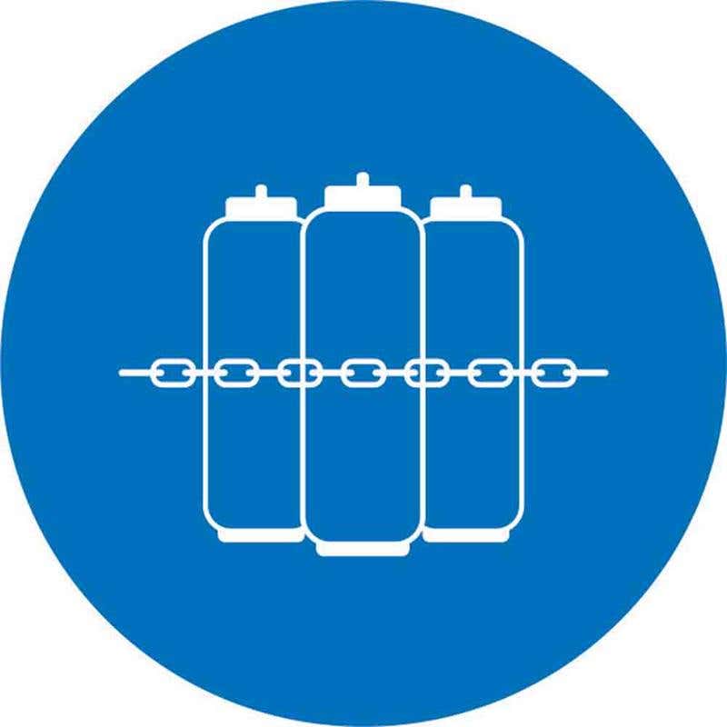 Pictogram ALL CYLINDERS MUST BE CHAINED 100mm Dia 60036730 MPACMB100DS