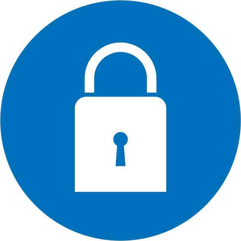 Pictogram MUST REMAIN LOCKED 100mm Diameter 60036733 MPMRLO100DS
