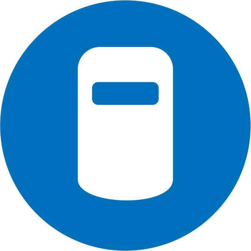 Pictogram Welding Mask Must Be Worn 100mm Diameter 60036739 MPWMMB100DS
