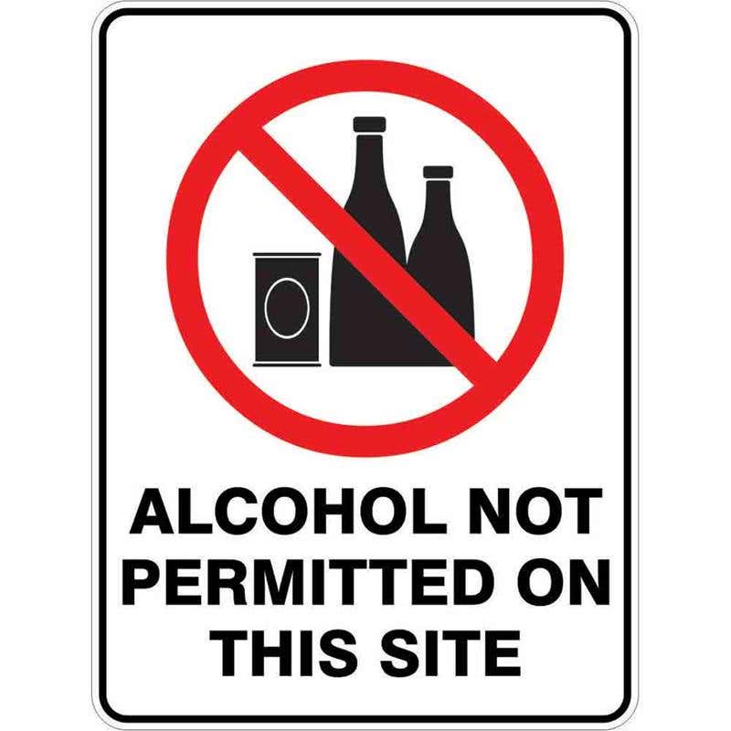Sign ALCOHOL NOT PERMITTED ON THIS SITE 300 x 225mm Fluted 60036751 PANPO3022F
